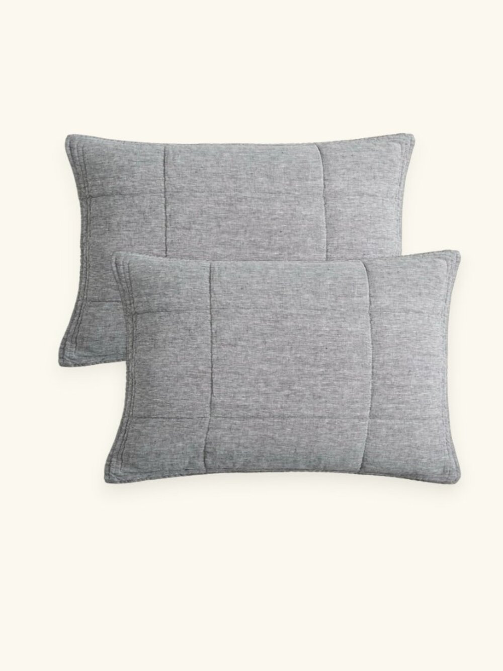 2 x West Elm European Linen Box Stitch Sham Standard Slate Melange